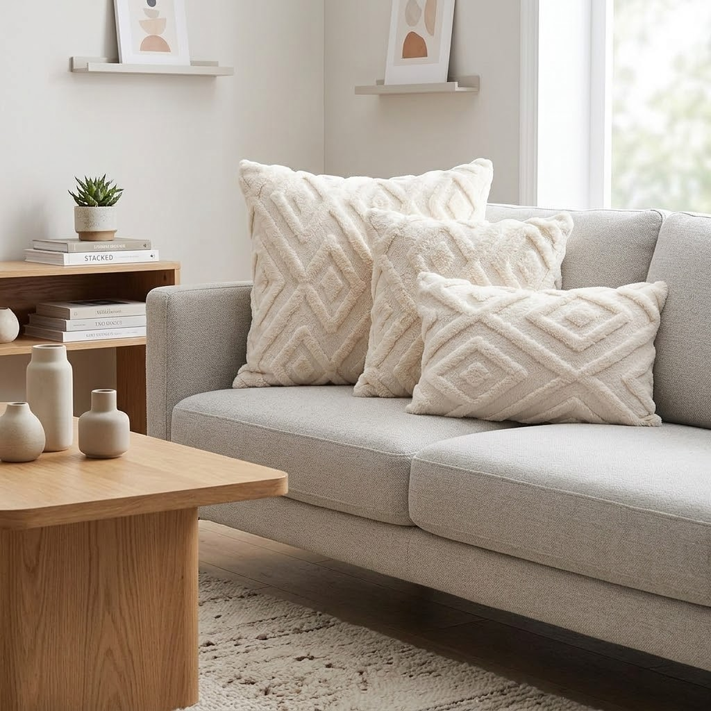 Nordic Geometric Plush Pillowcase