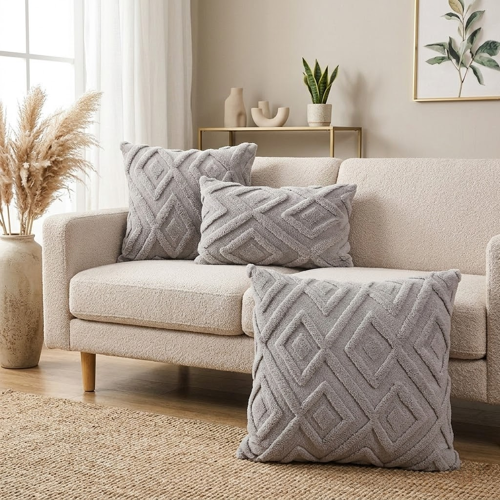 Nordic Geometric Plush Pillowcase